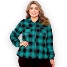 Camisa Xadrez Feminina Plus Size Festa Junina Manga Longa Tamanho Grande