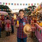 Camisa Xadrez Infantil Festa Junina Com Lenço Menino Arraia Tamanho:12 - Manga Curta