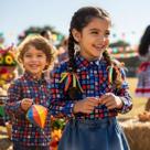 Camisa Xadrez Infantil Manga Longa Unissex Festa Junina Arraiá