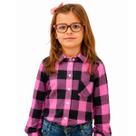 Camisa Xadrez Infantil Menina De Flanela Cor:Rosa Com Preto IITamanho:04