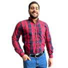 Camisa Xadrez Masculina Manga Longa Laço Forte Original Várias Cores P/ Festa Junina Quadrilha Rodeio Cavalgada