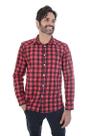 Camisa xadrez masculina manga longa modelagem slim vermelho/preto Camisa xadrez masculina manga longa modelagem slim vermelho/preto