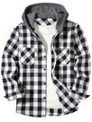 Camisa Xadrez Masculina Slim Fit Com Capuz, Manga Longa, Jaqueta Casual Esportiva, Moda Jovem Urbana
