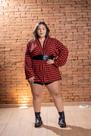 Camisa xadrez plus size feminina longa kimono alongado festa junina coleção outono inverno