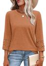 Camisa XIEERDUO, blusa feminina de Halloween, manga 3/4, decote em V, renda
