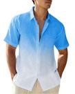 Camisa XINGCOOL Gradient, manga curta, algodão, linho, azul celeste