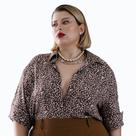 Camisão Feminino, Plus Size, Estampa Oncinha, Marrom
