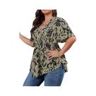 Camisas Casuais De Verão Para Mulheres plus Size Com Estampa Total, Decote Em V E Mangas Curtas Com