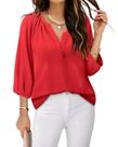 Camisas Casual Triratna para Mujer Otoño Manga 3/4 Roja Talla XL Camisas Casual Triratna para Mujer Otoño Manga 3/4 Roja Talla XL