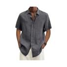 Camisas De Algodão E Linho Para Homens Em Tamanhos Grandes, De Manga Curta, Cor Sólida, Estilo