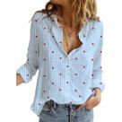 Camisas de botão para mulheres Corkifux Love Heart Print
