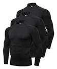 Camisas de compressão de manga comprida Queerier para homens, pacote com 3