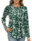 Camisas de manga comprida de outono para mulheres IECCP plissadas com botões