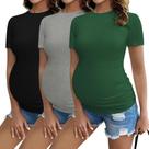 Camisas de maternidade Ekouaer de manga curta para gravidez XXL Camisas de maternidade Ekouaer de manga curta para gravidez XXL