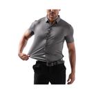 Camisas De Negócios Masculinas Pretas De Verão Com Manga Curta, Botão, Sem Rugas, Tamanho Americano