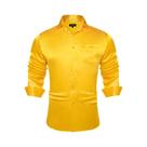 Camisas De Vestir Masculinas De Manga Longa Em Verde Sálvia, Preto, Amarelo E Vermelho, Em Satin