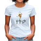 Camisas femininas evangélicas estilo babylook fé amor flores coração camiseta plus size