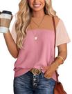 Camisas femininas WIHOLL, tricotadas na primavera, rosa com nervuras, rosa, S