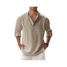 Camisas Henley Masculinas Leves de Algodão e Linho - Estilo Casual para Praia