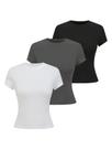 Camisas justas COZYEASE de manga curta para meninas, pacote com 3, 13 anos Camisas justas COZYEASE de manga curta para meninas, pacote com 3, 13 anos