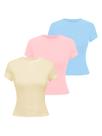 Camisas justas COZYEASE Girl Summer de manga curta, pacote com 3, 8 anos