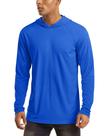 Camisas masculinas de manga comprida UPF 50+, proteção solar, camisas de verão, camisas de pesca de alto desempenho, camisa atlética ativa, azul brilhante