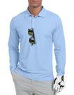 Camisas polo de golfe Askdeer de manga comprida UPF 50+ para homens azul claro