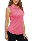 Camisas polo de golfe sem mangas MAGCOMSEN para mulheres Rosered XL