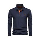 Camisas Polo Masculinas Com Bordado De Cervos, Manga Comprida, Cor Sólida, Casual, Para Negócios,
