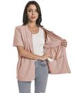 Camisas pós-mastectomia com zíper com bolsos de drenagem após cirurgia mamária, recuperação, bolsa de nefrostomia, suprimentos indispensáveis, roupas de algodão confortáveis, camisas de manga curta, vermelhas, rosa