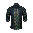 Camisas Sociais Masculinas De Manga Longa Em Poliéster Com Estampa Paisley, Camisa De Luxo Com Camisas Sociais Masculinas De Manga Longa Em Poliéster Com Estampa Paisley, Camisa De Luxo Com