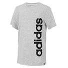 Camiseta Adidas Boys de manga curta com logotipo de algodão cinza claro