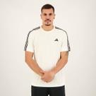 Camiseta Adidas Essentials 3 Listras Branca e Preta