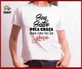Camiseta Adulto Sou Salvo Pela Graça Mas Não Foi de Graça Est. Adam - Zlprint