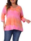 Camiseta Agnes Orinda Plus Size com decote em V e manga 3/4 para mulheres