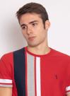 Camiseta Aleatory Listrada Happiness Vermelha