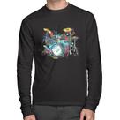 Camiseta Algodão Bateria Arte Manga Longa - Foca na Moda