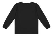 Camiseta Algodão Criança Manga Longa Preta Boca Grande -
