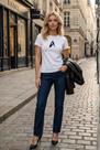 Camiseta Algodão Egípcio Premium Baby Look Branca Abstrato Brasil