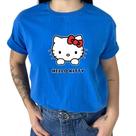 Camiseta Algodão Feminino Estampa Hello Kitt Adulto Blusão Manga Curta
