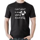 Camiseta Algodão I just want to drink wine and rescue dogs - Foca na Moda Camiseta Algodão I just want to drink wine and rescue dogs - Foca na Moda