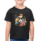 Camiseta Algodão Infantil Ampulheta Floral - Foca na Moda