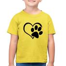 Camiseta Algodão Infantil Coração Patinha - Foca na Moda