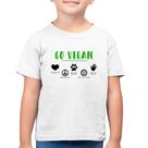 Camiseta Algodão Infantil Go Vegan Símbolos - Foca na Moda