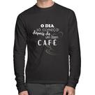 Camiseta Algodão O dia só começa depois de um bom café Manga Longa - Foca na Moda