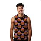 Camiseta Algodão Regata Verão Estilo Moda Praia Abóbora Cartoon Halloween Laranja 731
