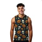 Camiseta Algodão Regata Verão Estilo Moda Praia Abóbora Caveira Halloween Terror 187
