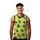 Camiseta Algodão Regata Verão Estilo Moda Praia Aliens Ovni Cartoon Verde 113