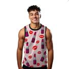 Camiseta Algodão Regata Verão Estilo Moda Praia Batom Beijos Vermelho Red 579