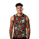 Camiseta Algodão Regata Verão Estilo Moda Praia Flores Cartoon Caveira 186